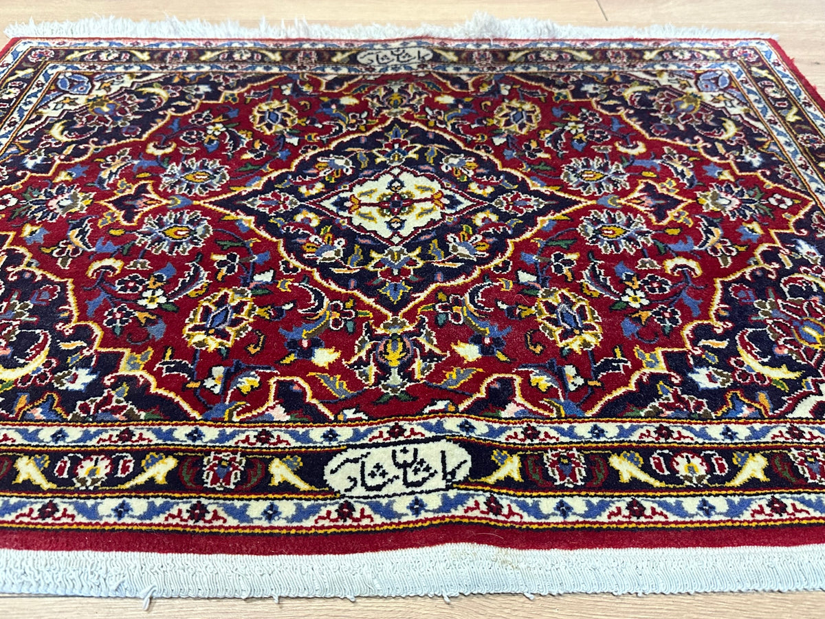 Orientteppich handgeknüpft Keschan signiert 97x96 cm