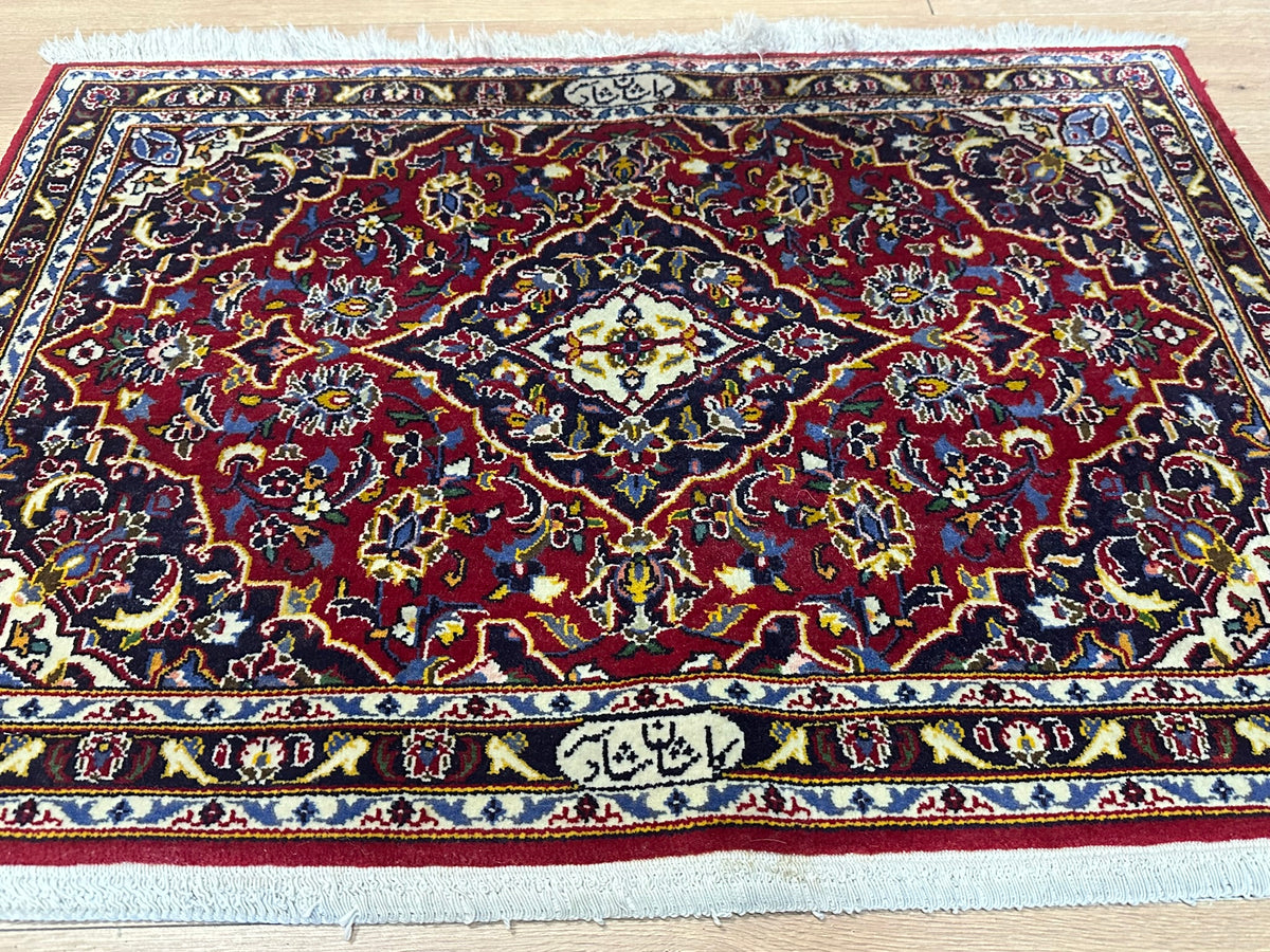 Orientteppich handgeknüpft Keschan signiert 97x96 cm