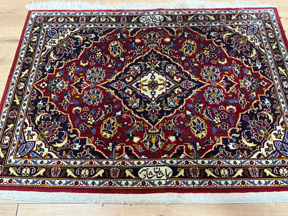Orientteppich handgeknüpft Keschan signiert 97x96 cm