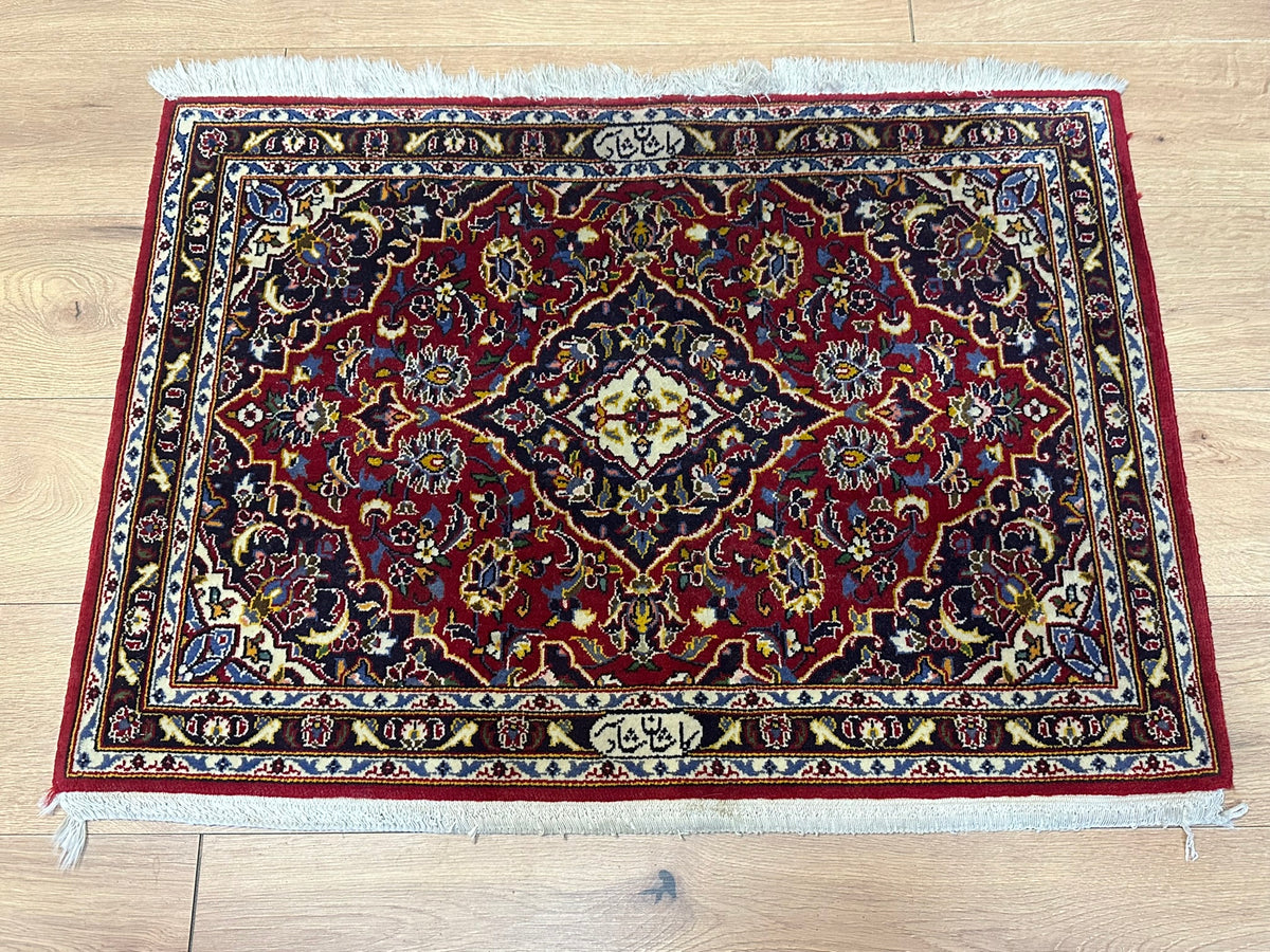 Orientteppich handgeknüpft Keschan signiert 97x96 cm