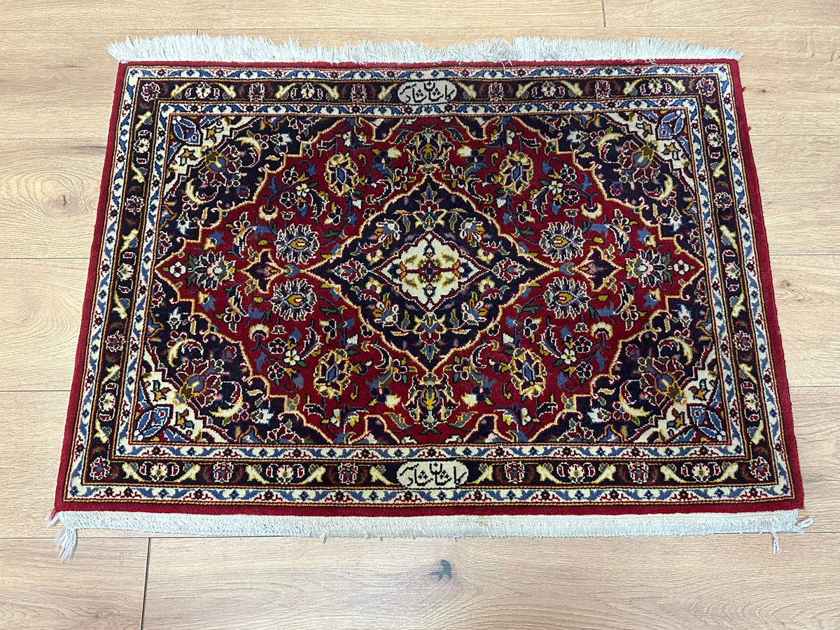 Orientteppich handgeknüpft Keschan signiert 97x96 cm