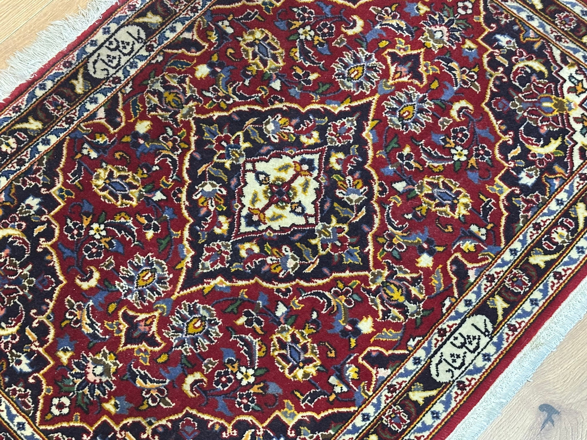 Orientteppich handgeknüpft Keschan signiert 97x96 cm