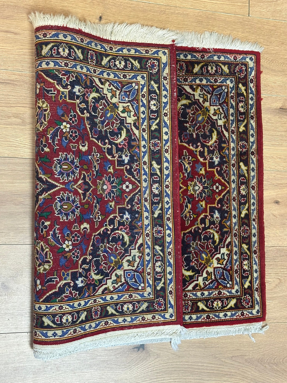 Orientteppich handgeknüpft Keschan signiert 97x96 cm
