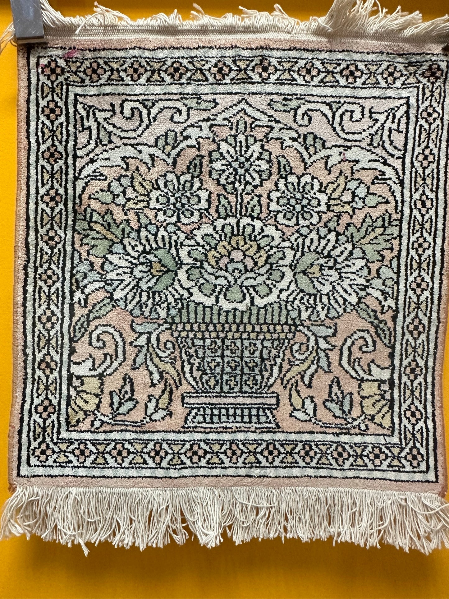 Handgeknüpfter Orientteppich Kaschmir Seide mit Lebensbaum Muster 50x50cm