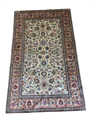 Orientteppich handgeknüpft Keschan 210x130 cm Seide auf Seide