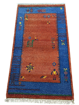 Orientteppich handgeknüpft Indian Gabbeh Wolle 166x93 cm