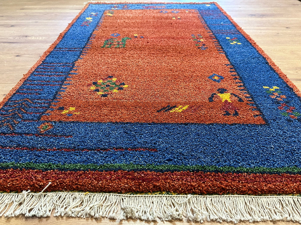 Orientteppich handgeknüpft Indian Gabbeh Wolle 166x93 cm