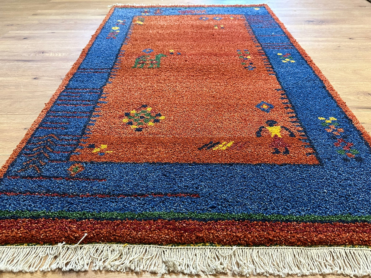 Orientteppich handgeknüpft Indian Gabbeh Wolle 166x93 cm
