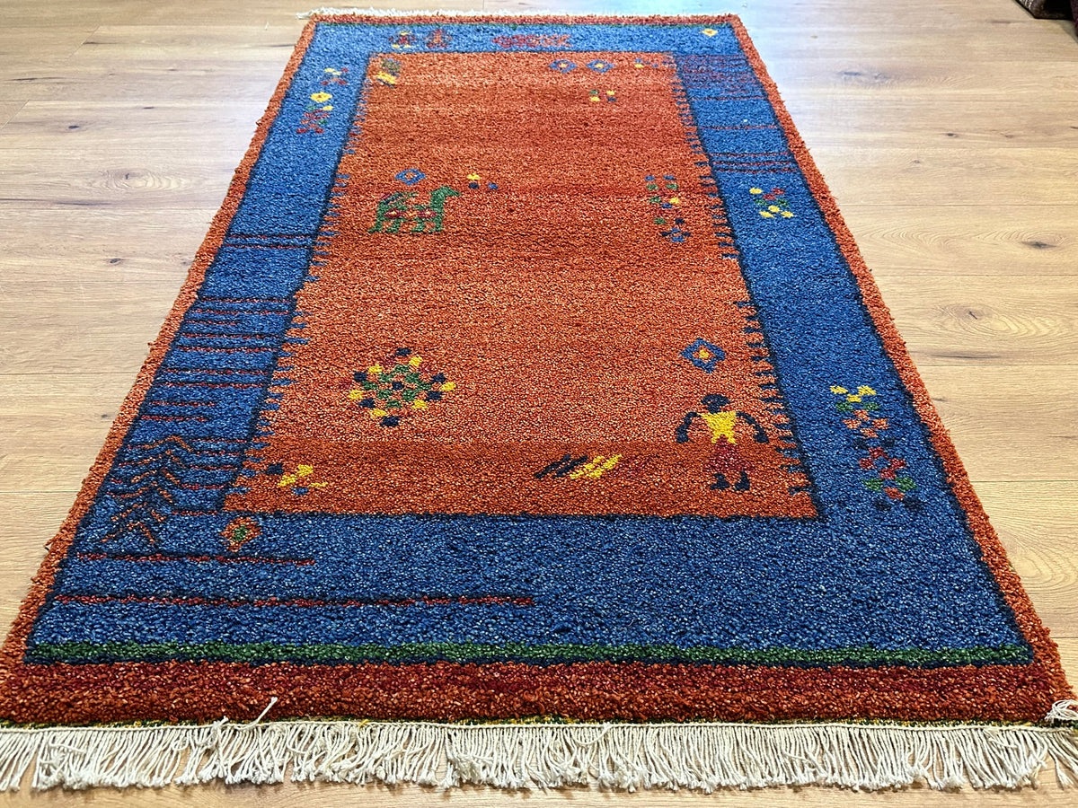 Orientteppich handgeknüpft Indian Gabbeh Wolle 166x93 cm