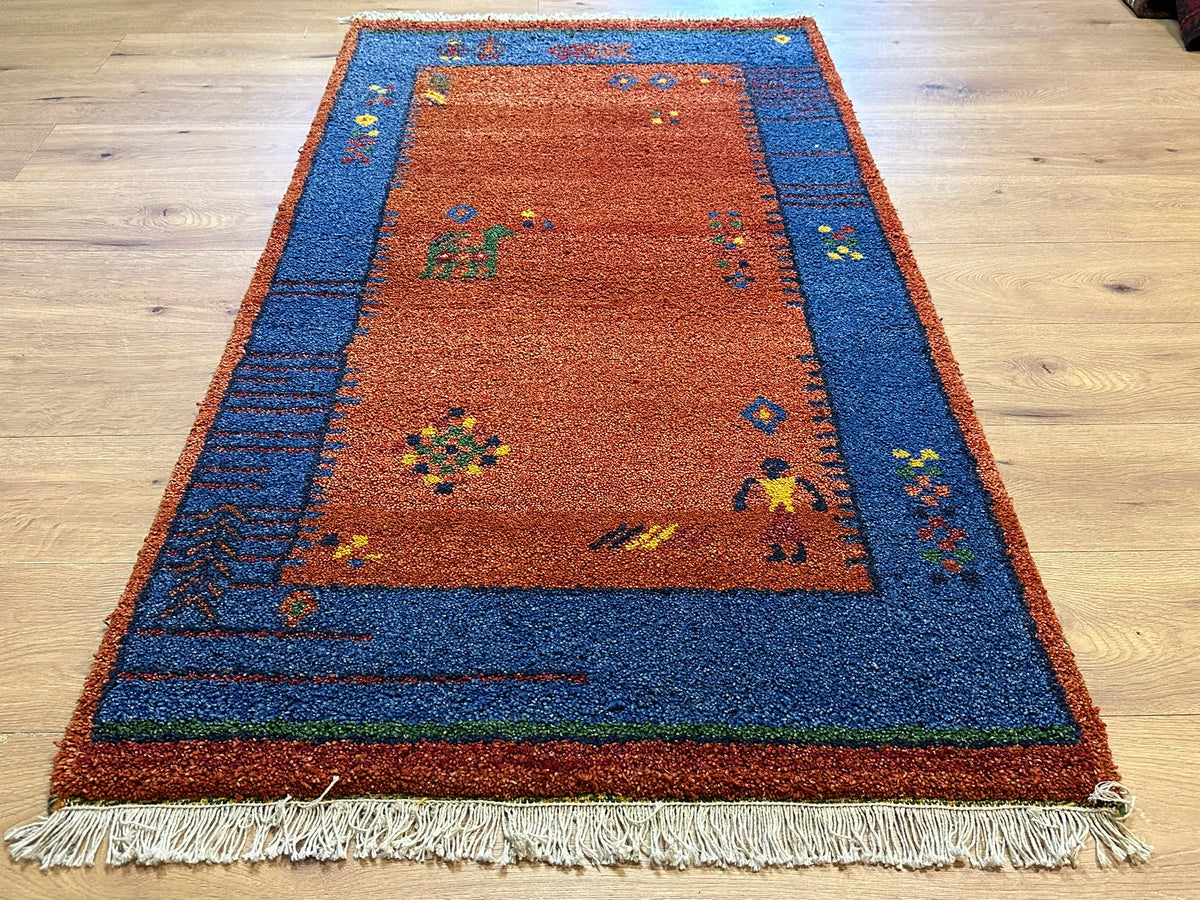 Orientteppich handgeknüpft Indian Gabbeh Wolle 166x93 cm