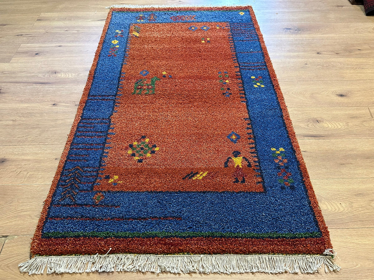Orientteppich handgeknüpft Indian Gabbeh Wolle 166x93 cm