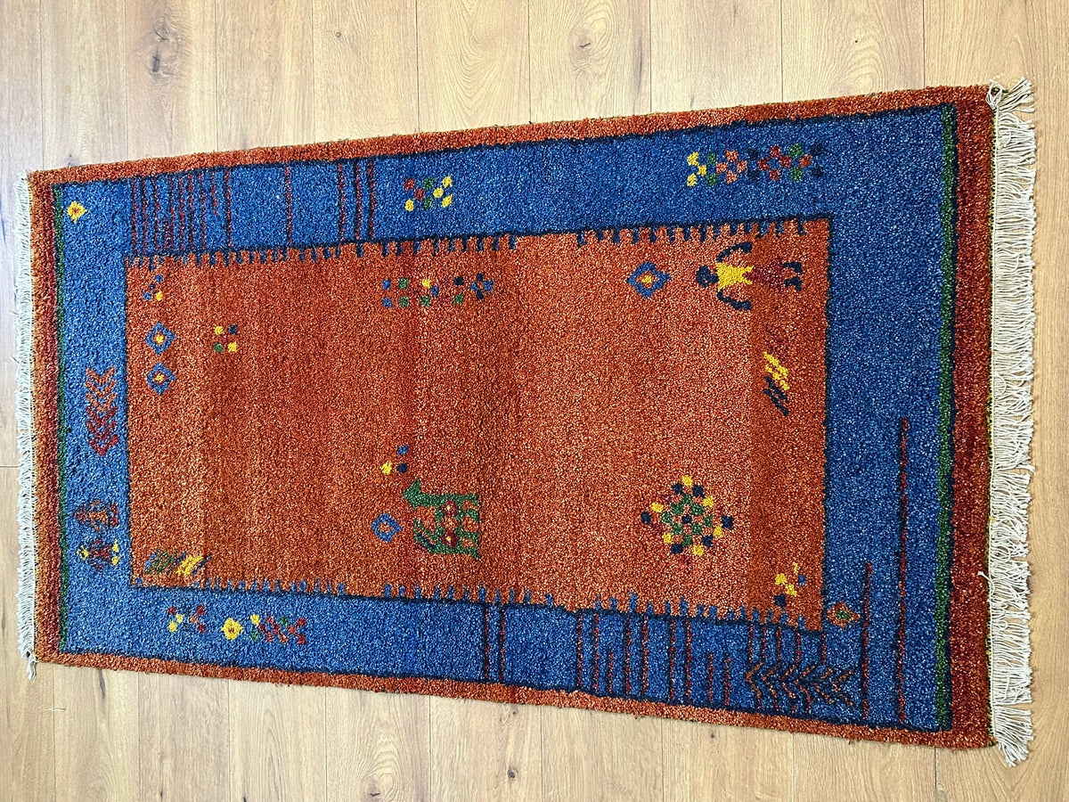 Orientteppich handgeknüpft Indian Gabbeh Wolle 166x93 cm