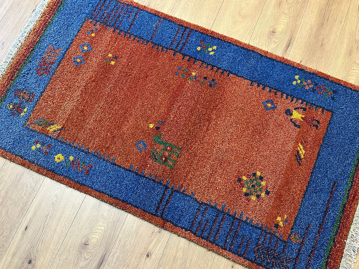 Orientteppich handgeknüpft Indian Gabbeh Wolle 166x93 cm