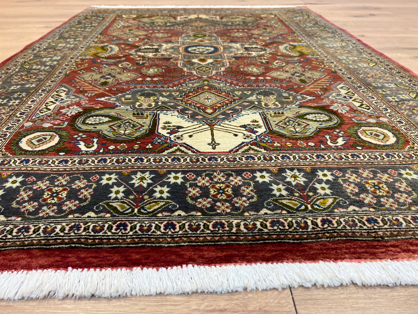 Handgeknüpfter Perser Orientteppich Feiner Ghom Korkwolle 146x103 cm
