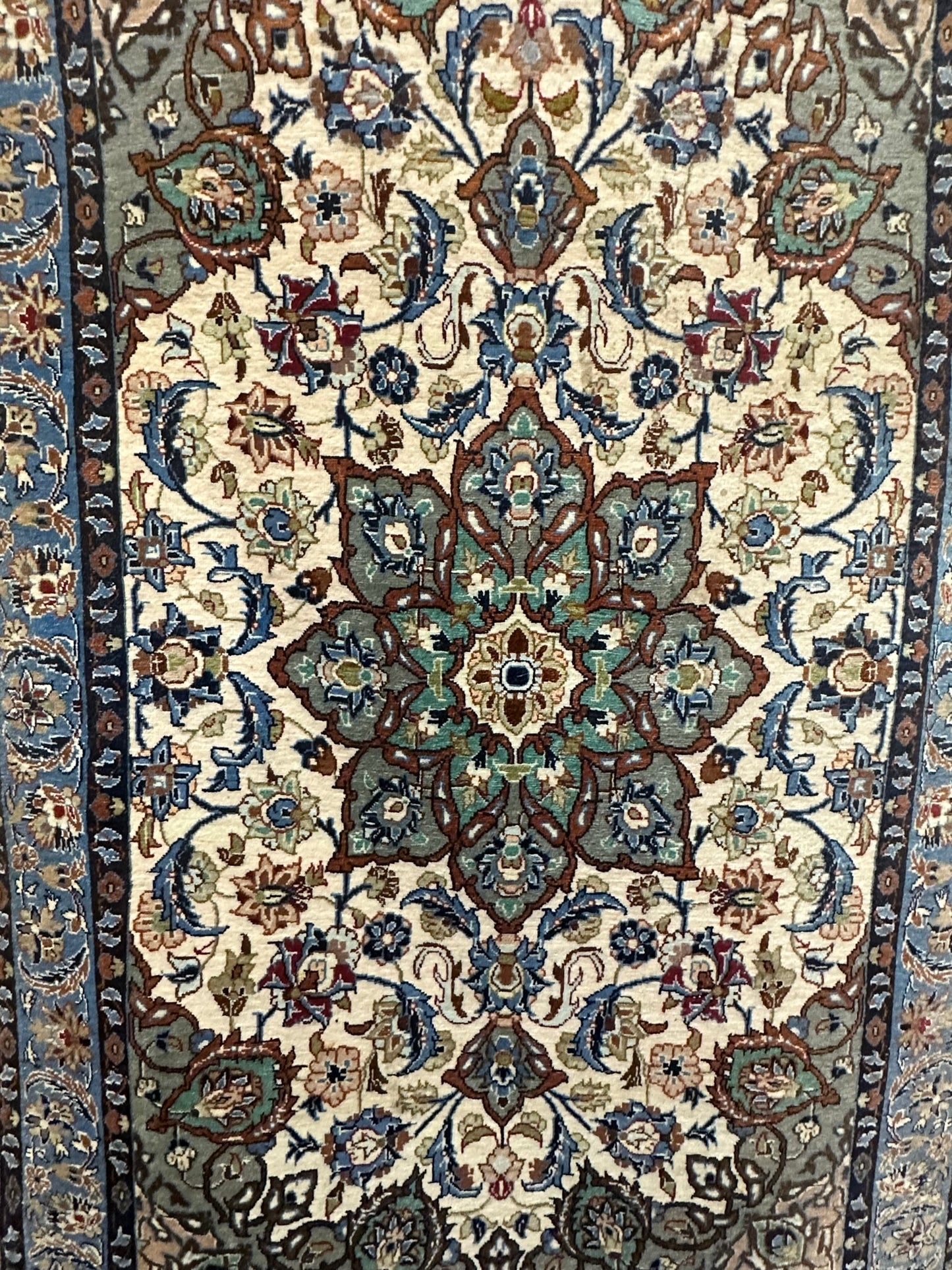 Handgeknüpfter Perser Orientteppich Isfahan Kork auf Seide 115x70cm