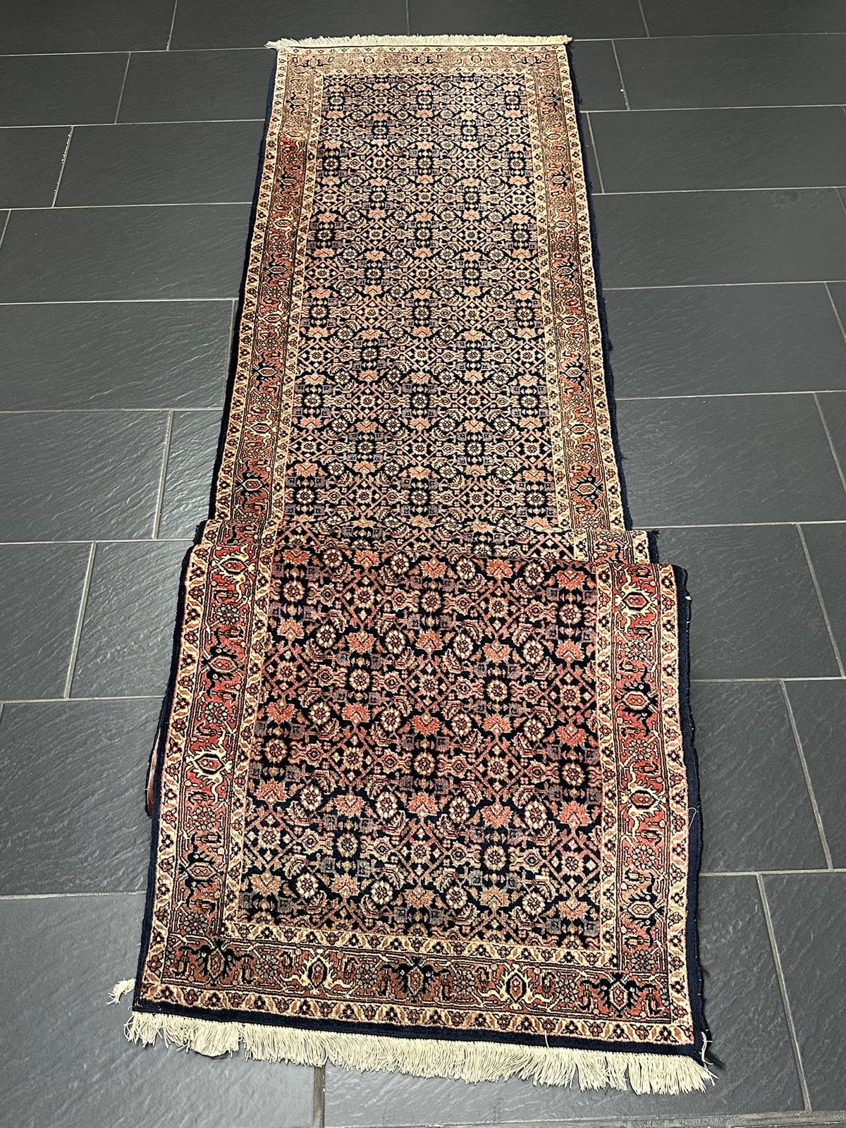 Orientteppich handgeknüpft Bidjar Läufer 400x76 cm