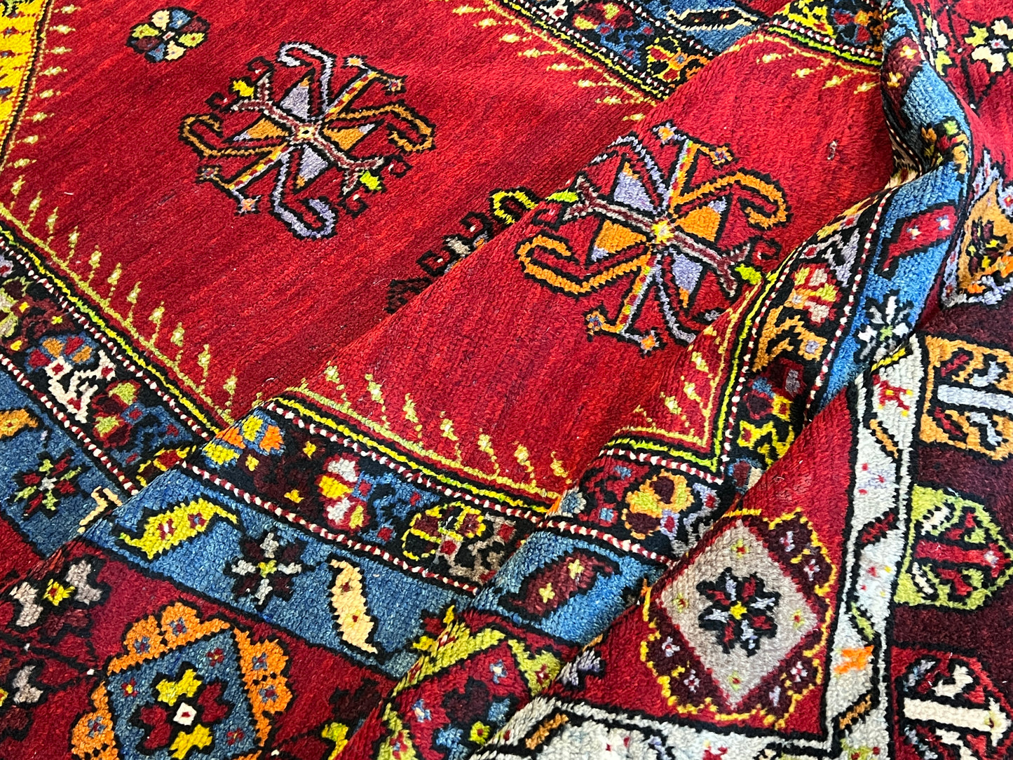 Antiker Handgeknüpfter Orientteppich Türkei Uschak Gebetsteppich 207x114 cm