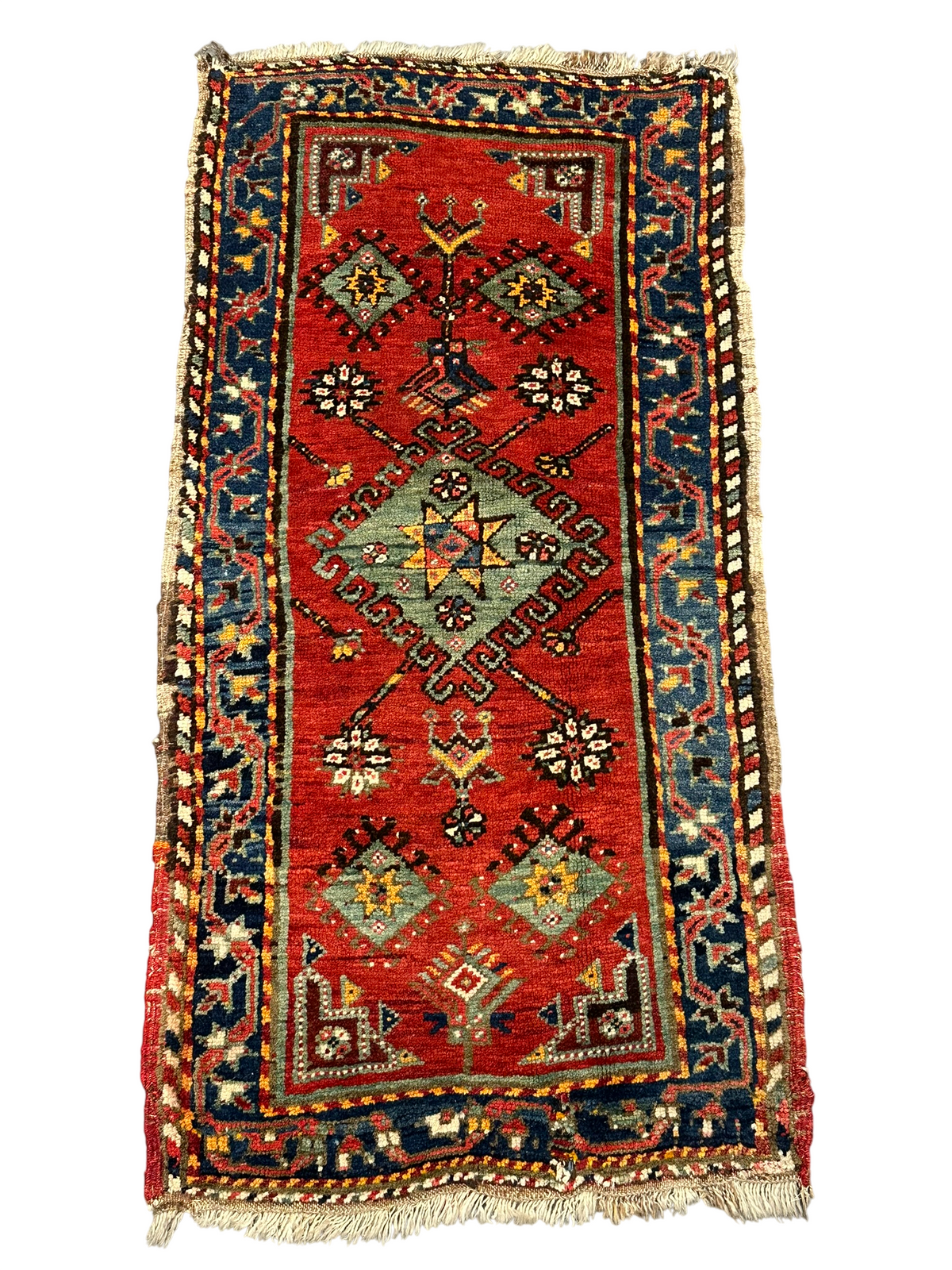 Antiker Orientteppich handgeknüpft  Türkei Kazak Naturfarben 100x52 cm