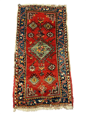 Antiker Orientteppich handgeknüpft  Türkei Kazak Naturfarben 100x52 cm