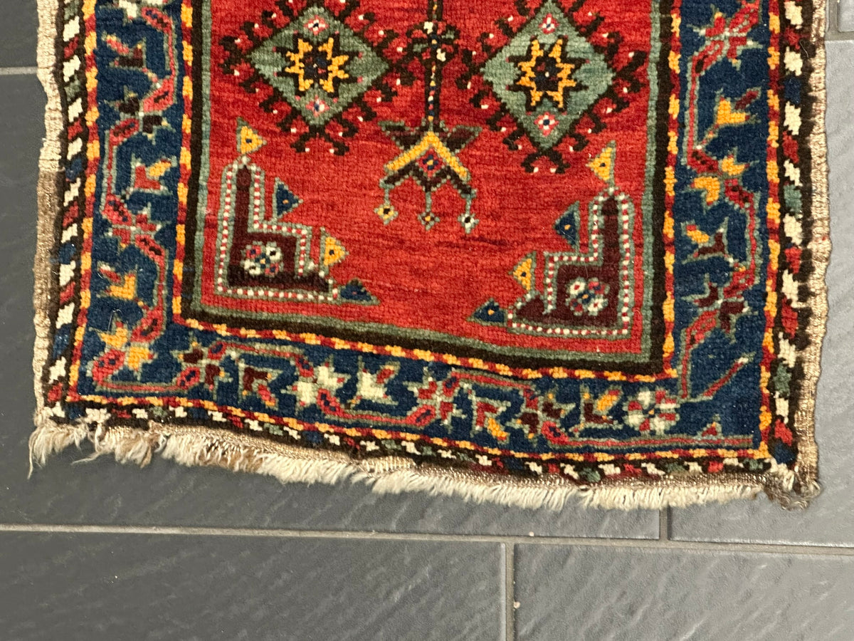 Antiker Orientteppich handgeknüpft  Türkei Kazak Naturfarben 100x52 cm
