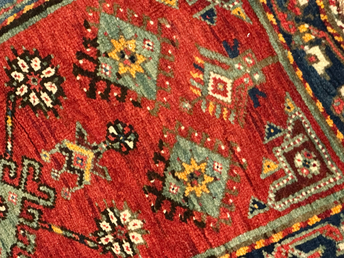 Antiker Orientteppich handgeknüpft  Türkei Kazak Naturfarben 100x52 cm