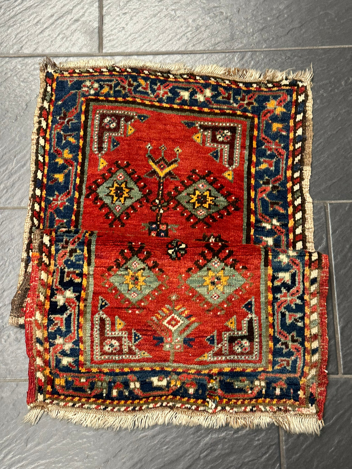 Antiker Orientteppich handgeknüpft  Türkei Kazak Naturfarben 100x52 cm