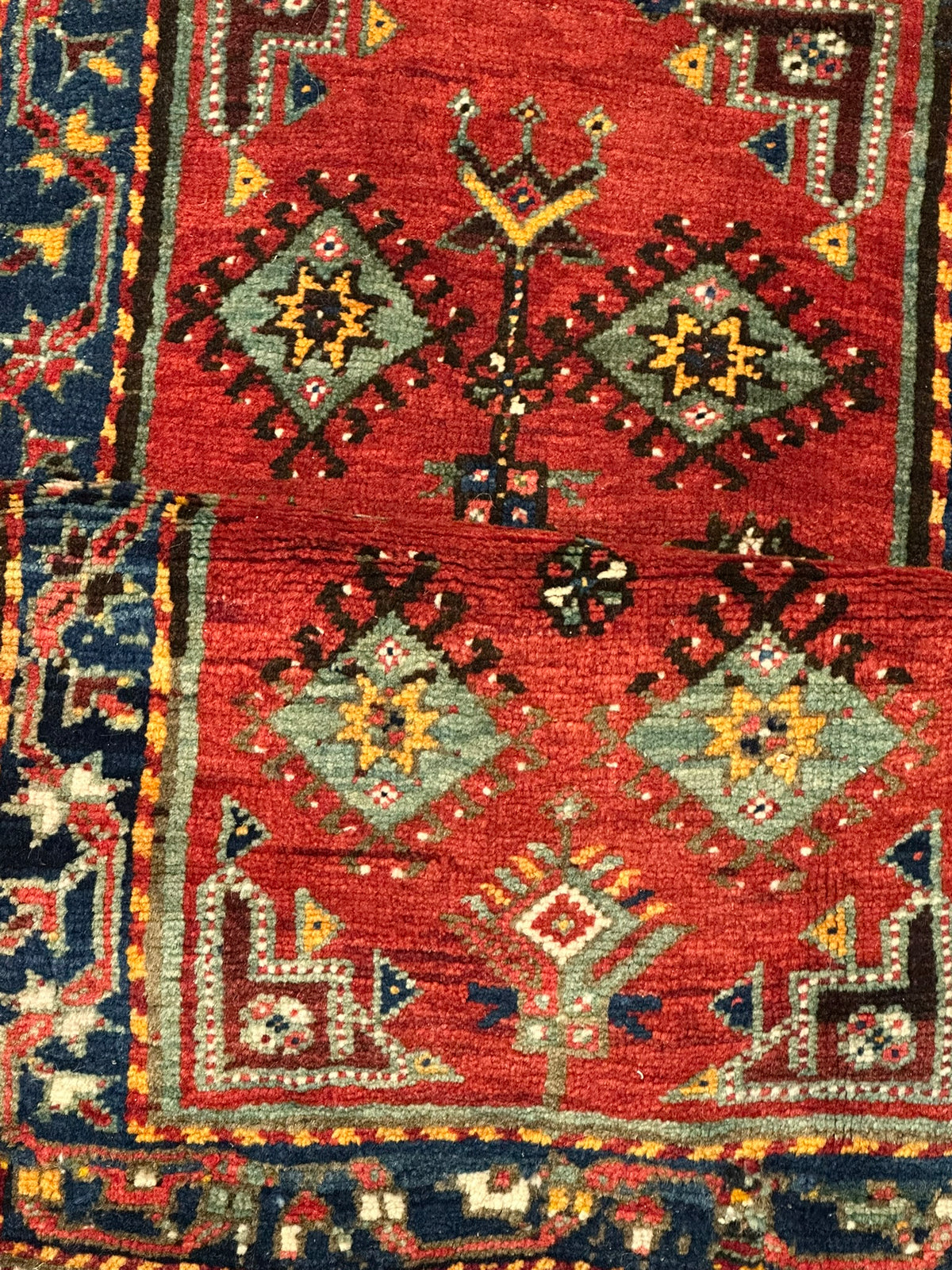 Antiker Orientteppich handgeknüpft  Türkei Kazak Naturfarben 100x52 cm