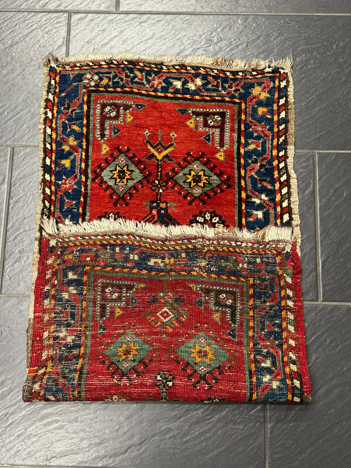 Antiker Orientteppich handgeknüpft  Türkei Kazak Naturfarben 100x52 cm
