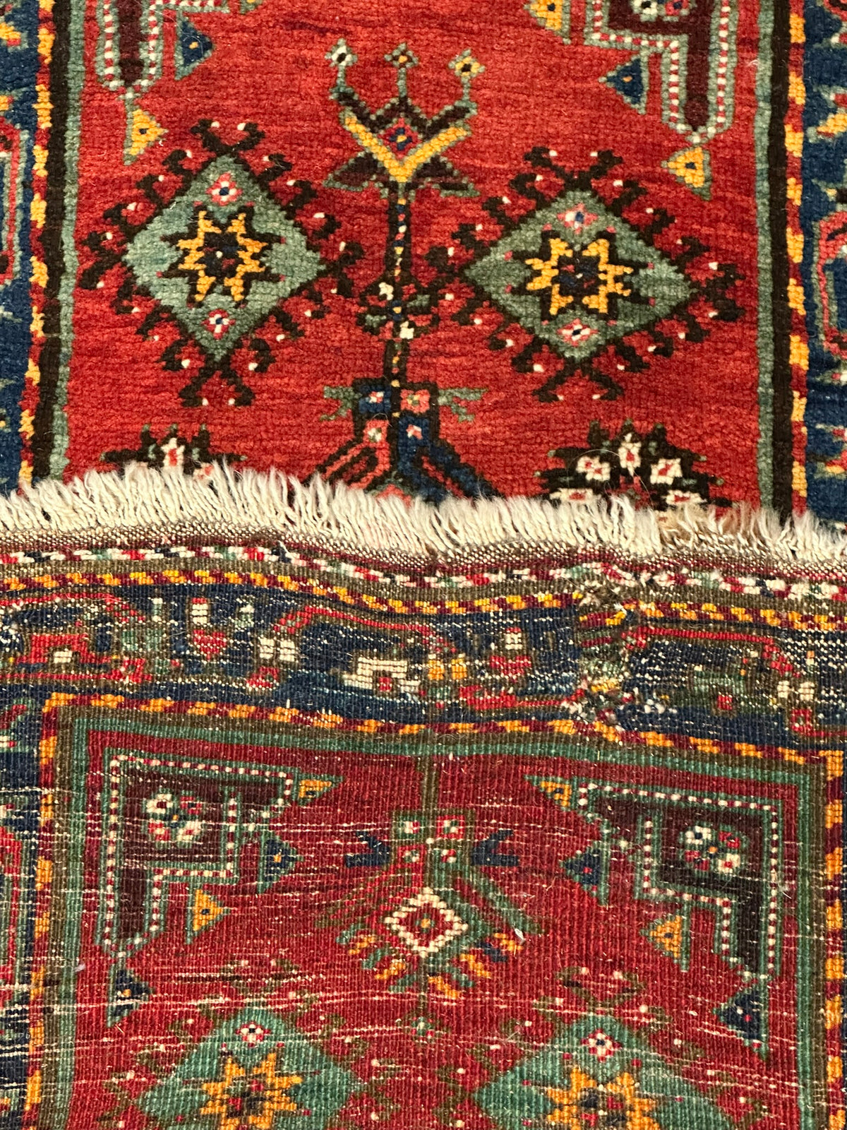 Antiker Orientteppich handgeknüpft  Türkei Kazak Naturfarben 100x52 cm