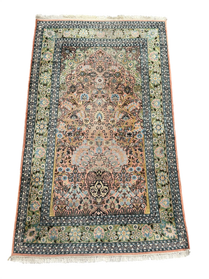 Orientteppich handgeknüpft Kaschmir Ghom Lebensbaum 150x94 cm