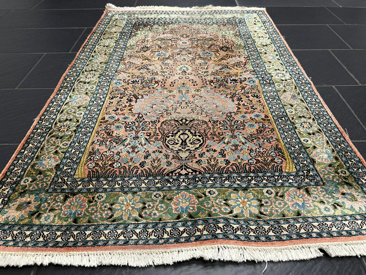 Orientteppich handgeknüpft Kaschmir Ghom Lebensbaum 150x94 cm
