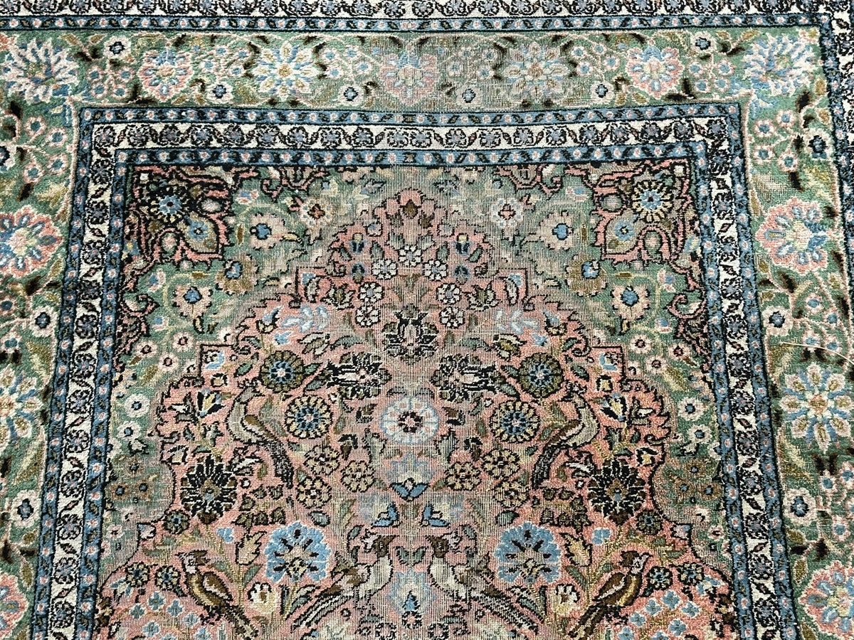 Orientteppich handgeknüpft Kaschmir Ghom Lebensbaum 150x94 cm