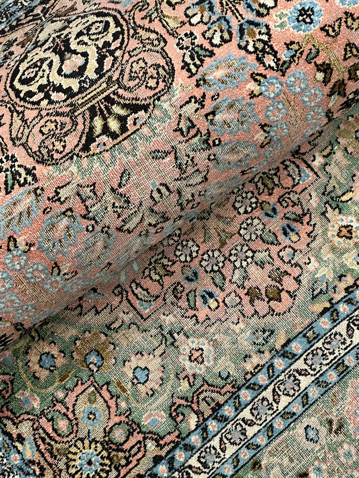 Orientteppich handgeknüpft Kaschmir Ghom Lebensbaum 150x94 cm