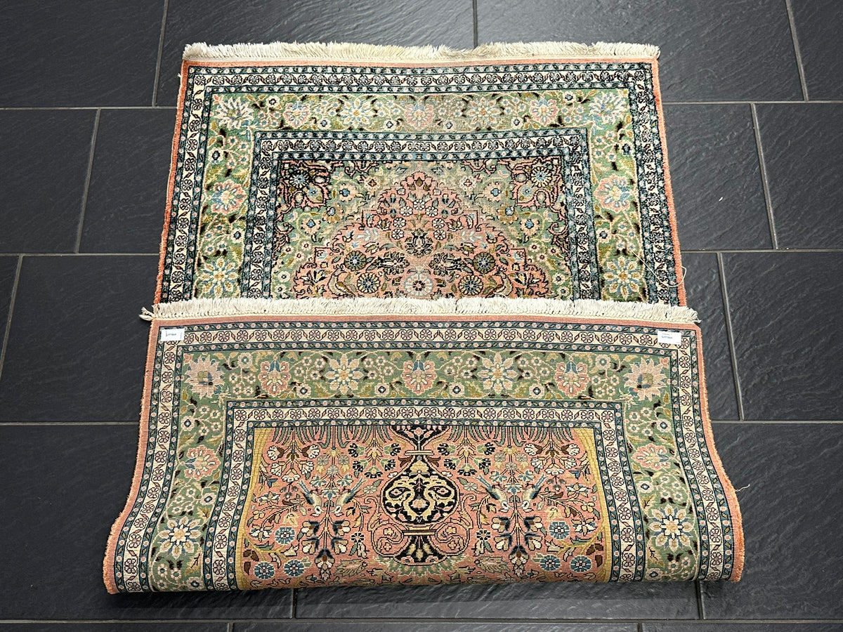 Orientteppich handgeknüpft Kaschmir Ghom Lebensbaum 150x94 cm