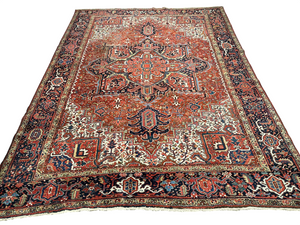 Orientteppich handgeknüpft Heriz selten naturfarben 370x270 cm