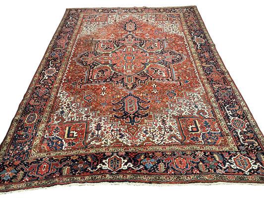 Orientteppich handgeknüpft Heriz selten naturfarben 370x270 cm
