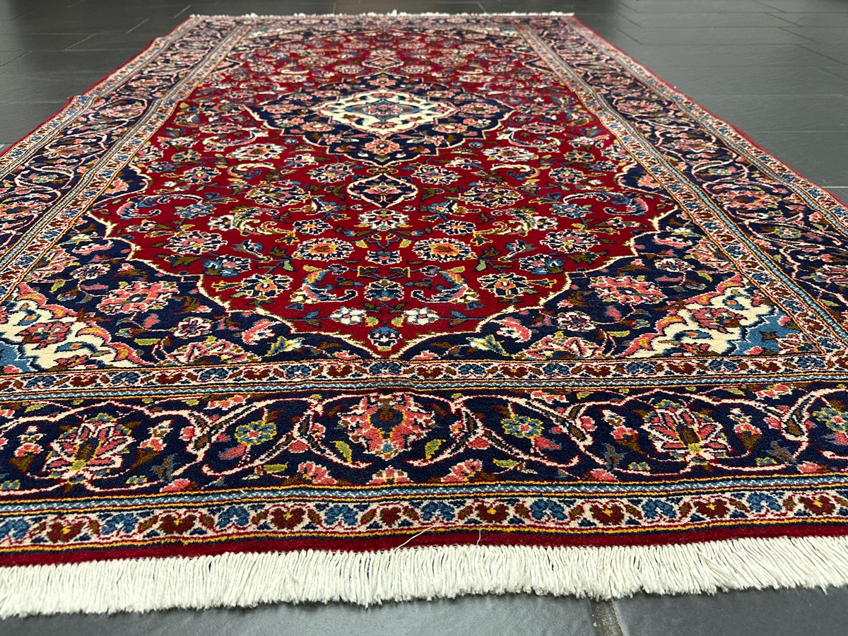 Orientteppich handgeknüpft Keschan Korkwolle 253x150 cm