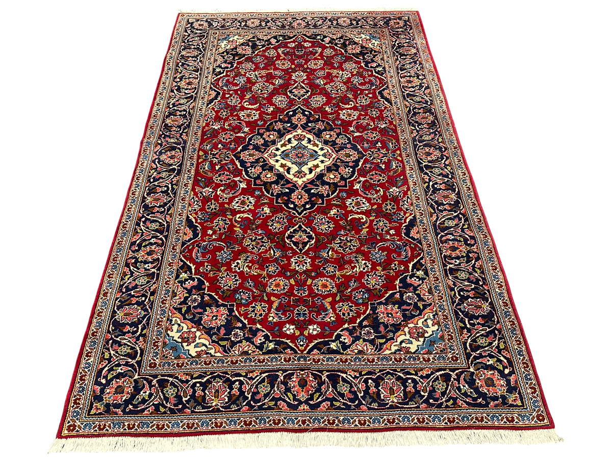 Orientteppich handgeknüpft Keschan Korkwolle 253x150 cm