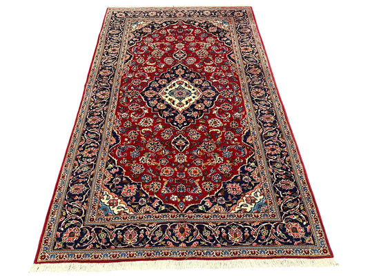 Orientteppich handgeknüpft Keschan Korkwolle 253x150 cm