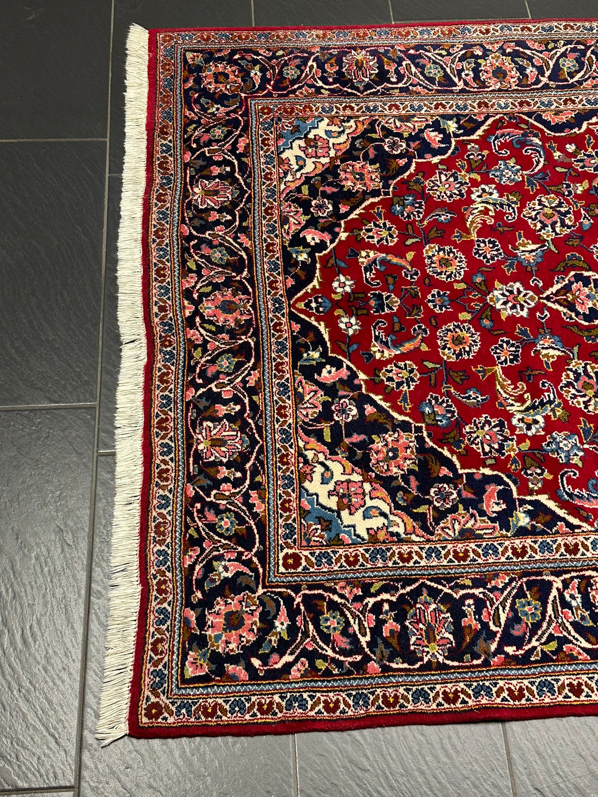 Orientteppich handgeknüpft Keschan Korkwolle 253x150 cm