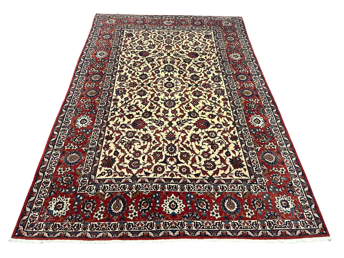Semi AntikOrientteppich handgeknüpft Isfahan naturfarben 400x275 cm