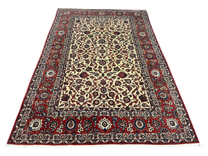 Semi AntikOrientteppich handgeknüpft Isfahan naturfarben 400x275 cm