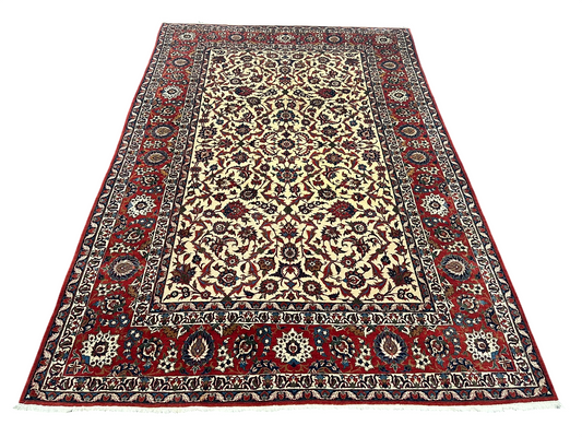 Semi AntikOrientteppich handgeknüpft Isfahan naturfarben 400x275 cm