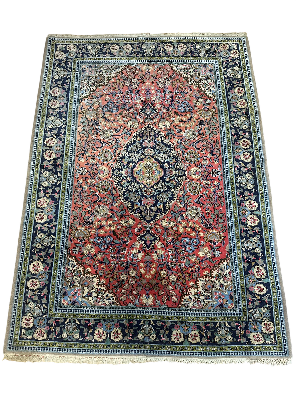 Orientteppich handgeknüpft Ghom Korkwolle fein 210x147 cm