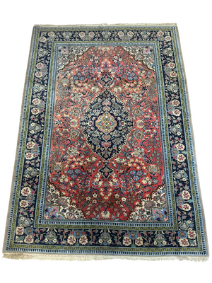 Orientteppich handgeknüpft Ghom Korkwolle fein 210x147 cm