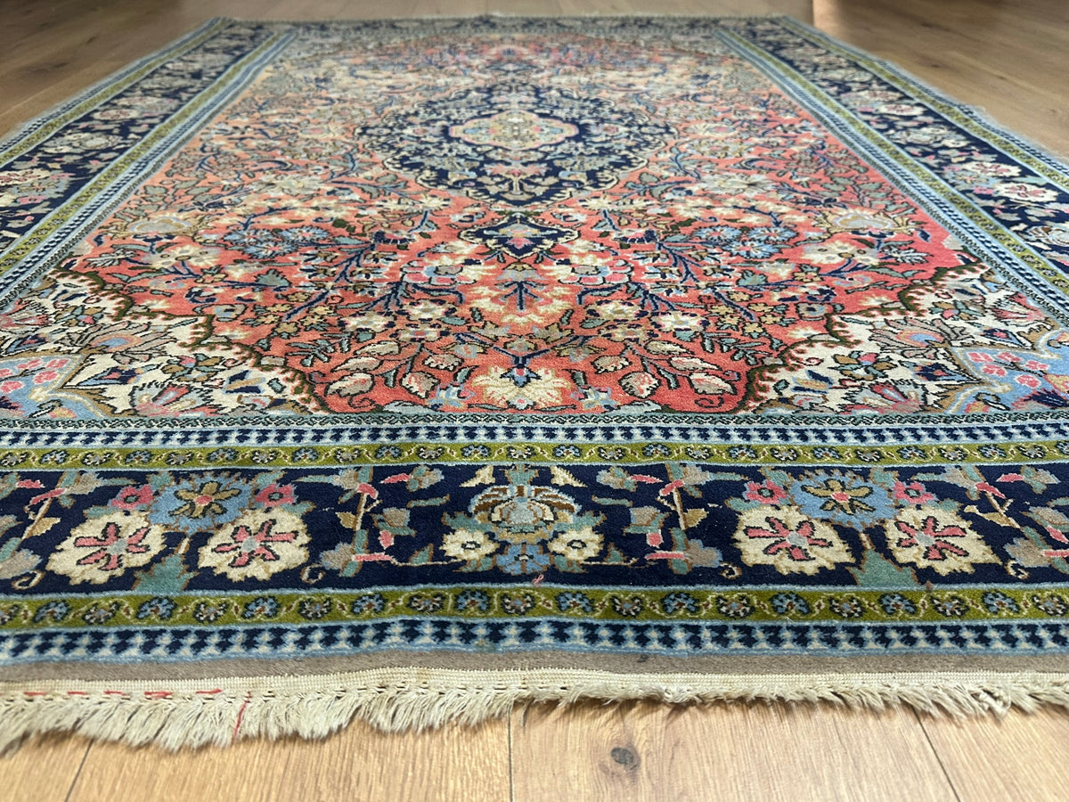 Orientteppich handgeknüpft Ghom Korkwolle fein 210x147 cm