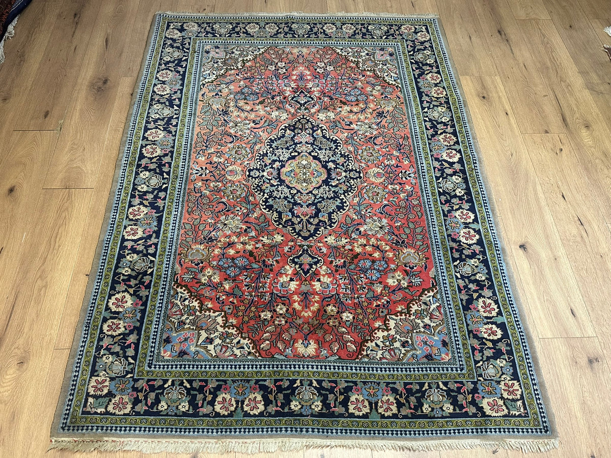 Orientteppich handgeknüpft Ghom Korkwolle fein 210x147 cm