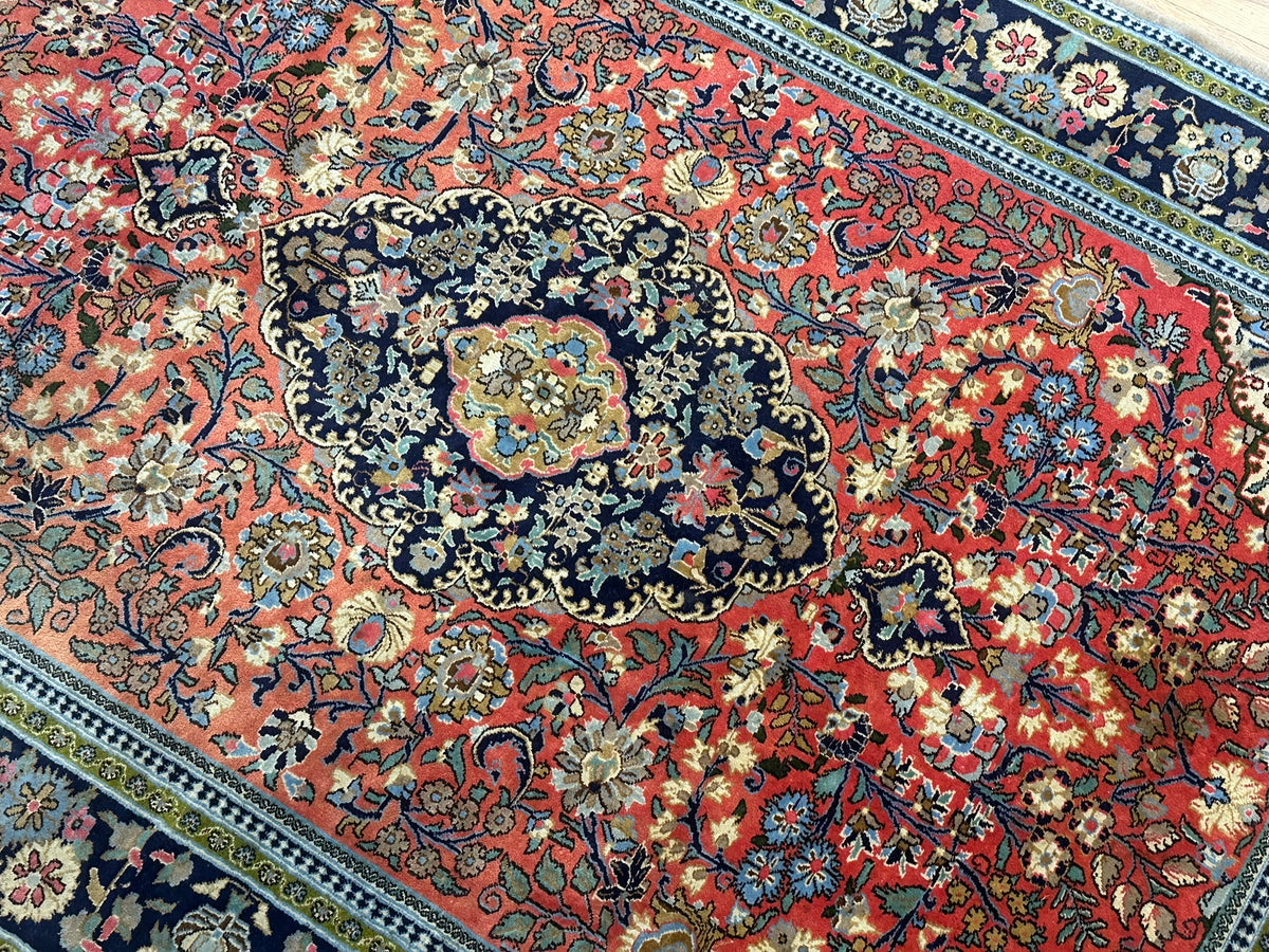 Orientteppich handgeknüpft Ghom Korkwolle fein 210x147 cm