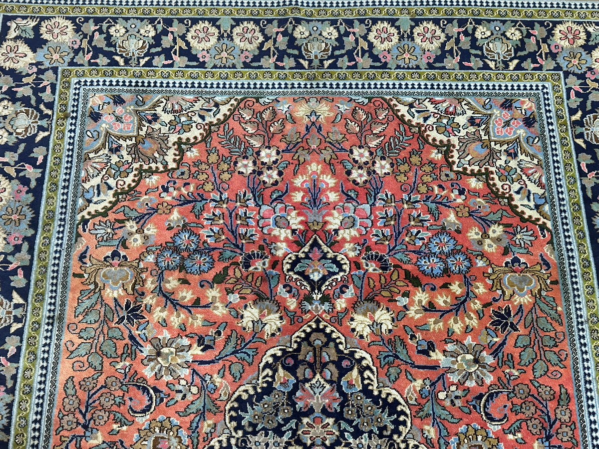 Orientteppich handgeknüpft Ghom Korkwolle fein 210x147 cm