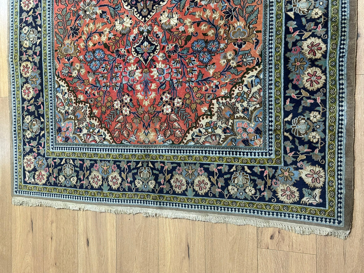 Orientteppich handgeknüpft Ghom Korkwolle fein 210x147 cm